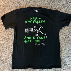 Park City Black Graphic T-Shirt with Green and White Print